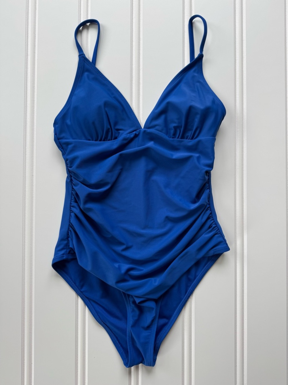 Royal Blue V-neck One Piece Swimsuit with Adjustable Straps & Removable Padding